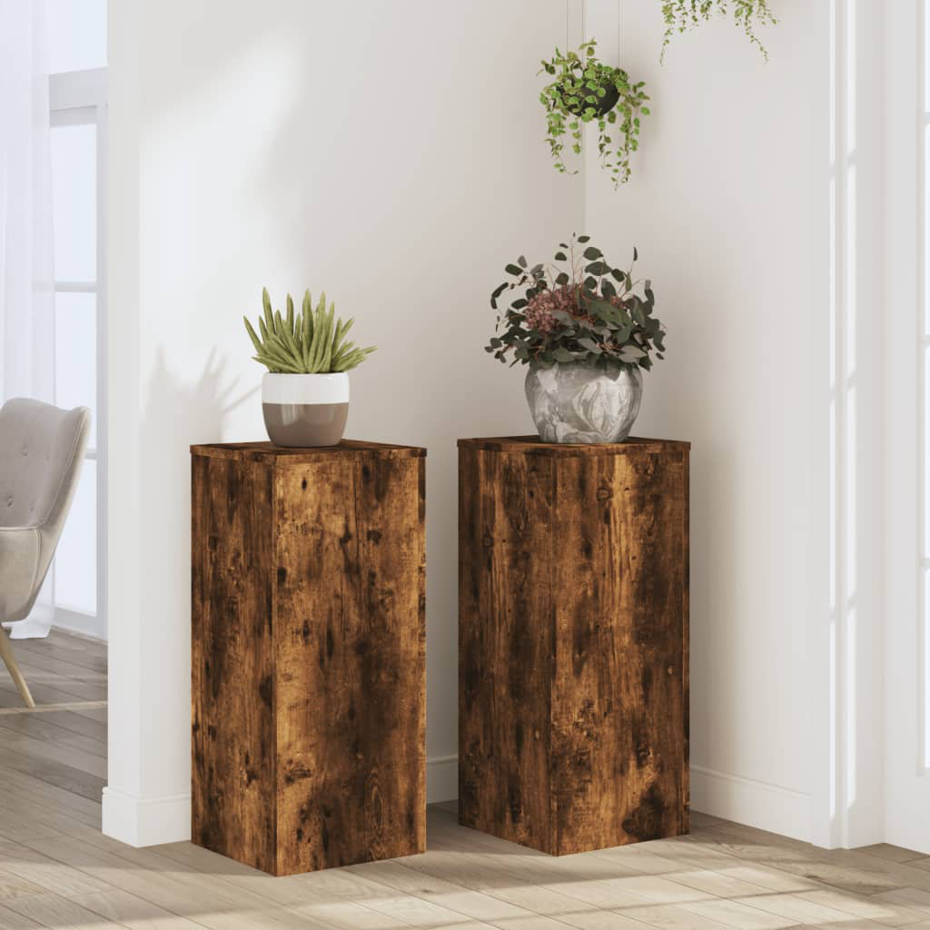 DEvidaxl Vidaxl plant stands, made of oak-effect wood Smoked Oak 70cm H x 30cm W x 30cm D